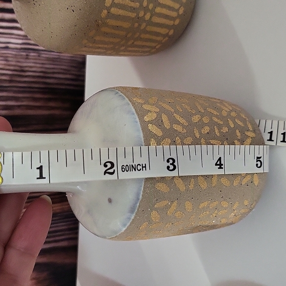 NWOT Main + Mesa Stoneware Vases With Gold Pattern Set Of 8 - Picture 8 of 11